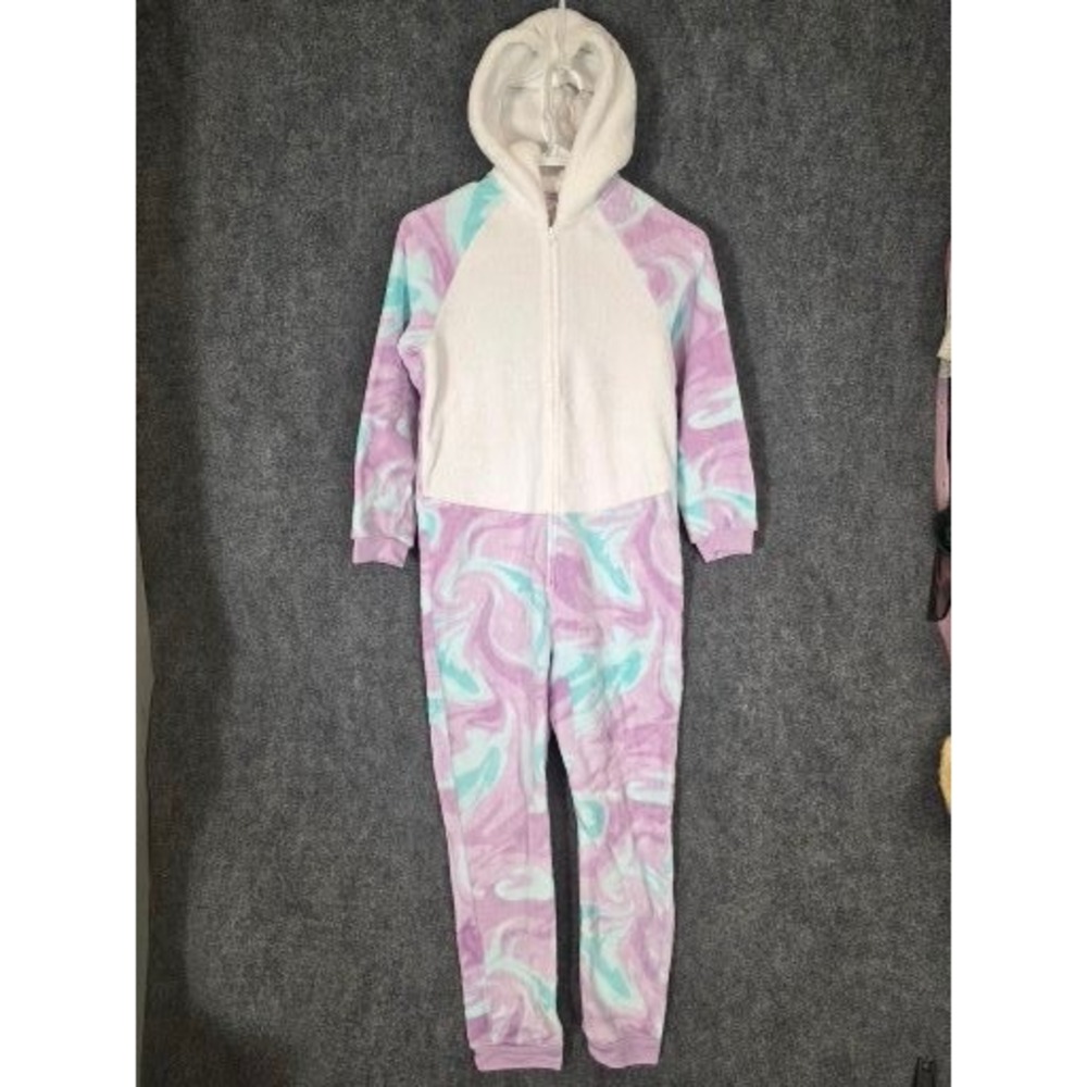 Saint Eve Kid Girls Purple Teal Marble Unicorn Fleece Hooded Casual Suit M 10/12
